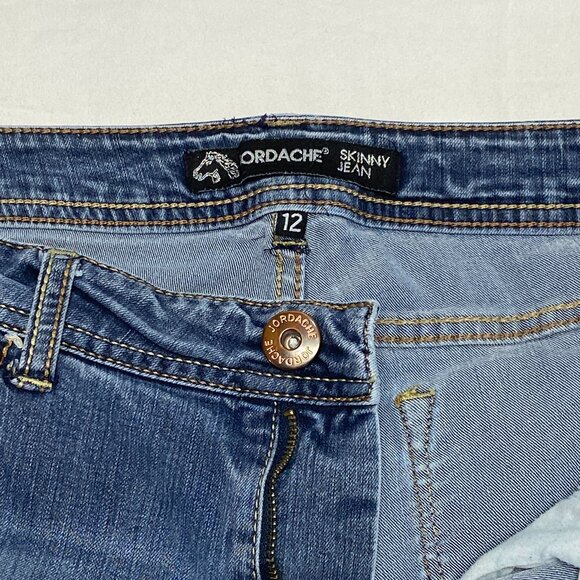 Jordache Mid Rise Embroidered J Pockets Faded Skinny Stretch Denim Jeans 12 - Picture 11 of 13